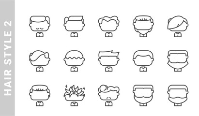 hair style 2 icon set. Outline Style. each made in 64x64 pixel
