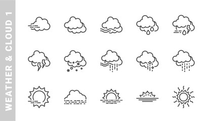 Obraz premium weather & cloud 1 icon set. Outline Style. each made in 64x64 pixel