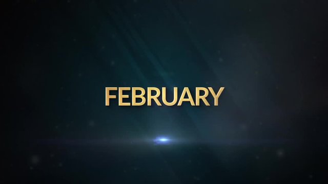 Luxurious months of the year presentation with motion in gold. February
