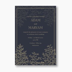 set modern floral outline hand drawn luxury wedding invitation design or card templates for wedding or fashion or greeting with tree plant flower texture elegant background bundle vector illustration