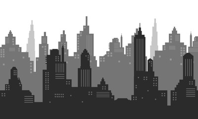 Illustration of city silhouette design in black and white