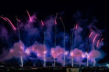 Fireworks of the famous Albuquerque International Balloon Fiesta event