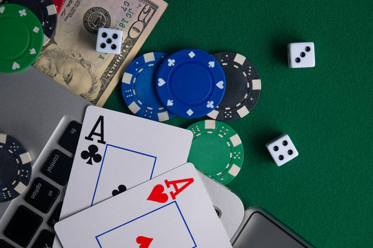 Gaming onlan business, online casino or casino. Green gaming table