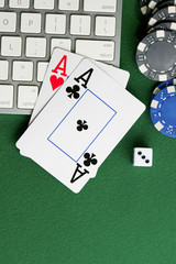 Gaming business. Internet betting services. Gambling on the site and winning money. Play poker online. Vertical frame.