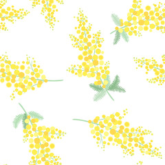ミモザの花　シームレスパターン