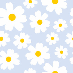 soft blue seamless background with daisies