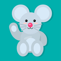 kawaii mouse isolated vector illustration in flat style