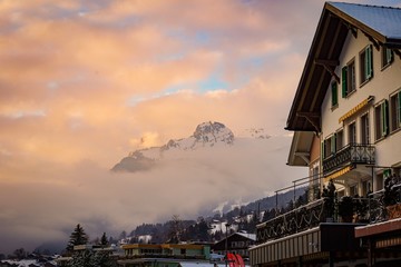 scenic mountain view of Grindelwald, switzerland in winter