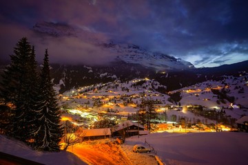 scenic mountain view of Grindelwald, switzerland in winter