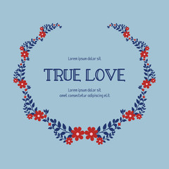 Elegant Ornament of leaf and floral frame, for romantic true love greeting card design. Vector