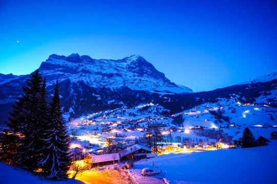 scenic mountain view of Grindelwald, switzerland in winter