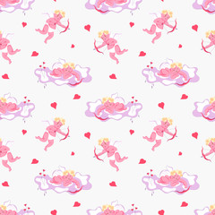 Seamless pattern with Playful Cupid
