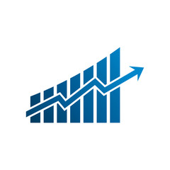 Fototapeta premium Finance graphic bars up rising arrow. Vector Illustration Design