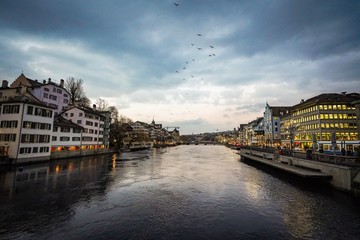 The beautiful city of Zurich at night