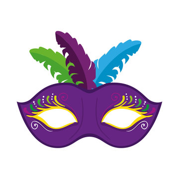 Isolated mardi gras mask with feathers vector design