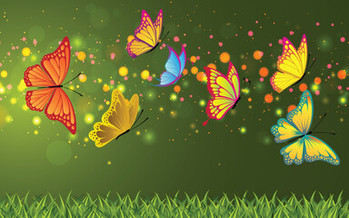 colorful butterfly with colorful abstract background	