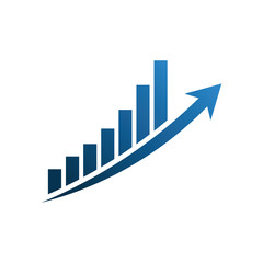 Finance Growth chart graphic bars up rising arrow. Vector Illustration Design