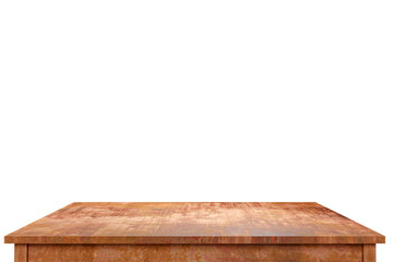Empty Rusty metal table top isolated on white background, Use as products display montage. Vintage style concept free space use for your copy and branding.3d illustration