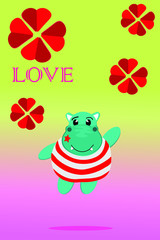 Valentine day card with red heart