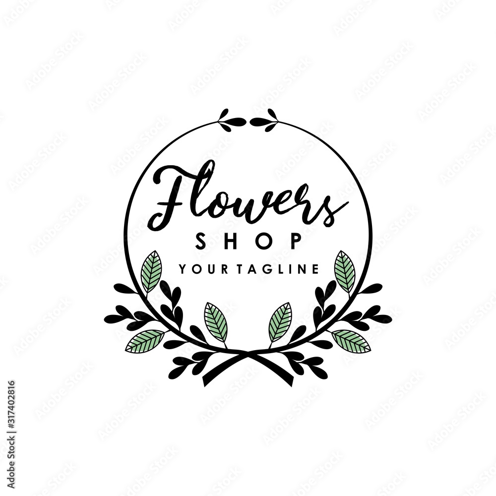 Wall mural vector flower shop round flower logo design