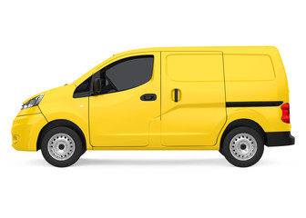 Yellow Delivery Van Isolated