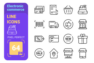 Electronic commerce line icons set