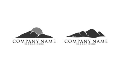 Fototapeta na wymiar Volcano simple illustration set logo