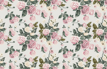 Seamless floral patterns in vintage style.