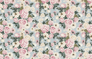 Seamless floral patterns in vintage style. - 317405289