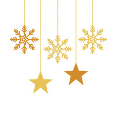snowflakes wit stars christmas hanging isolated icon