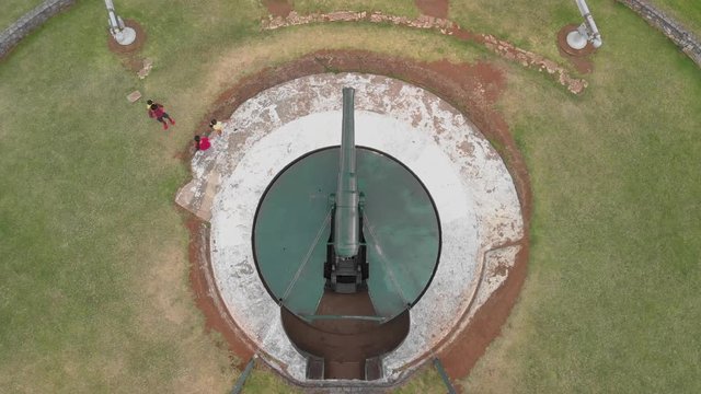 Aerial view of the canons at north head, auckland, New Zealand