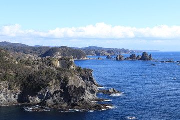 Fototapeta na wymiar 石廊崎からの景色　Irozaki of Izu Peninsula. Mimamiizu Town , Shizuoka Pref. , Japan