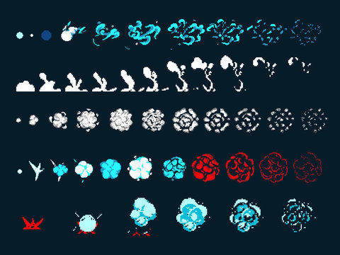 Comic boom flame effects for emotion. Blue and red flames