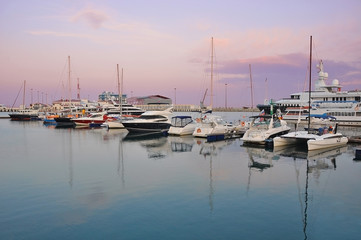 Russia. Sochi. Evening at the seaport