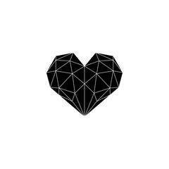 Polygonal Heart black and whte Vector illustration.