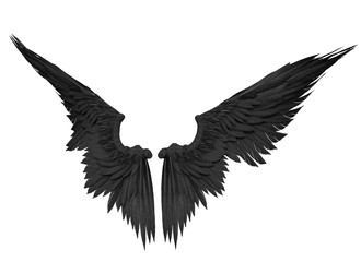 3D Rendered Fantasy Angel Wings on White Background - 3D Illustration