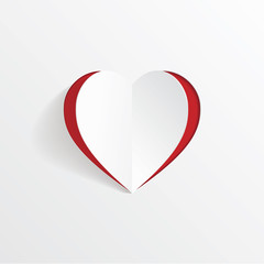 Heart shape paper art vector illustration.paper cutout card