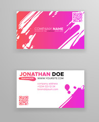 Creative color business card templates with minimalistic design. Abstract ink brush strokes.