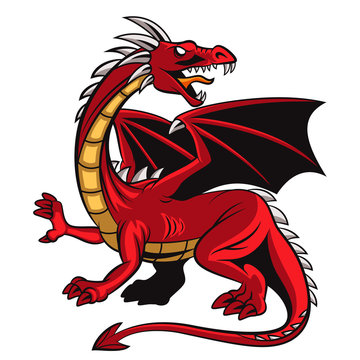 Cartoon angry red dragon mascot
