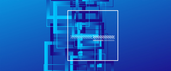 Abstract background with simple square or rectangle geometrical shapes. Geometric template with fluid gradients. Line design, technology concept. Vector Illustration For Wallpaper, Banner Background