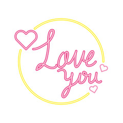 love you lettering with hearts isolated icon vector illustration design