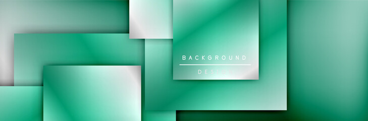 Fototapeta premium Square shapes composition geometric abstract background. 3D shadow effects and fluid gradients. Modern overlapping forms