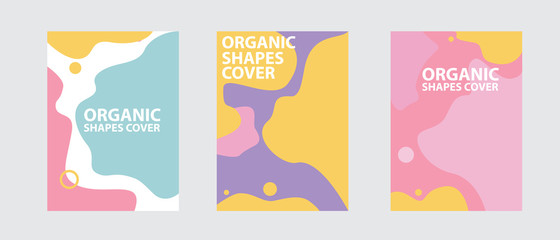 Fototapeta premium Set of colorful abstract vector backgrounds with colorful organic shapes. Minimal modern cover design. Abstract background. Layout for flyer, poster or brochure