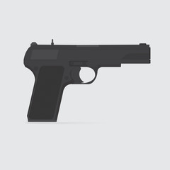 Pistol icon vector. Pistol Illustration. Simple gun icon. Pistol sign on white background. Handgun icon