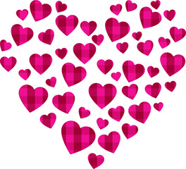 Lots of small heart with texture, forming a big heart shape, valentine's detail, design