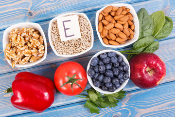 Food containing vitamin E, minerals and dietary fiber, healthy nutrition