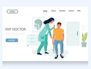 Ent doctor vector website landing page design template