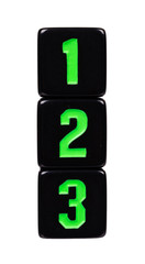 Black dices for games. Isolated on white.
