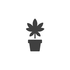 Marijuana plant vector icon. filled flat sign for mobile concept and web design. Cannabis flower pot glyph icon. Medical drug symbol, logo illustration. Vector graphics