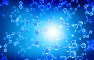 Abstract molecules background. 3d illustration.